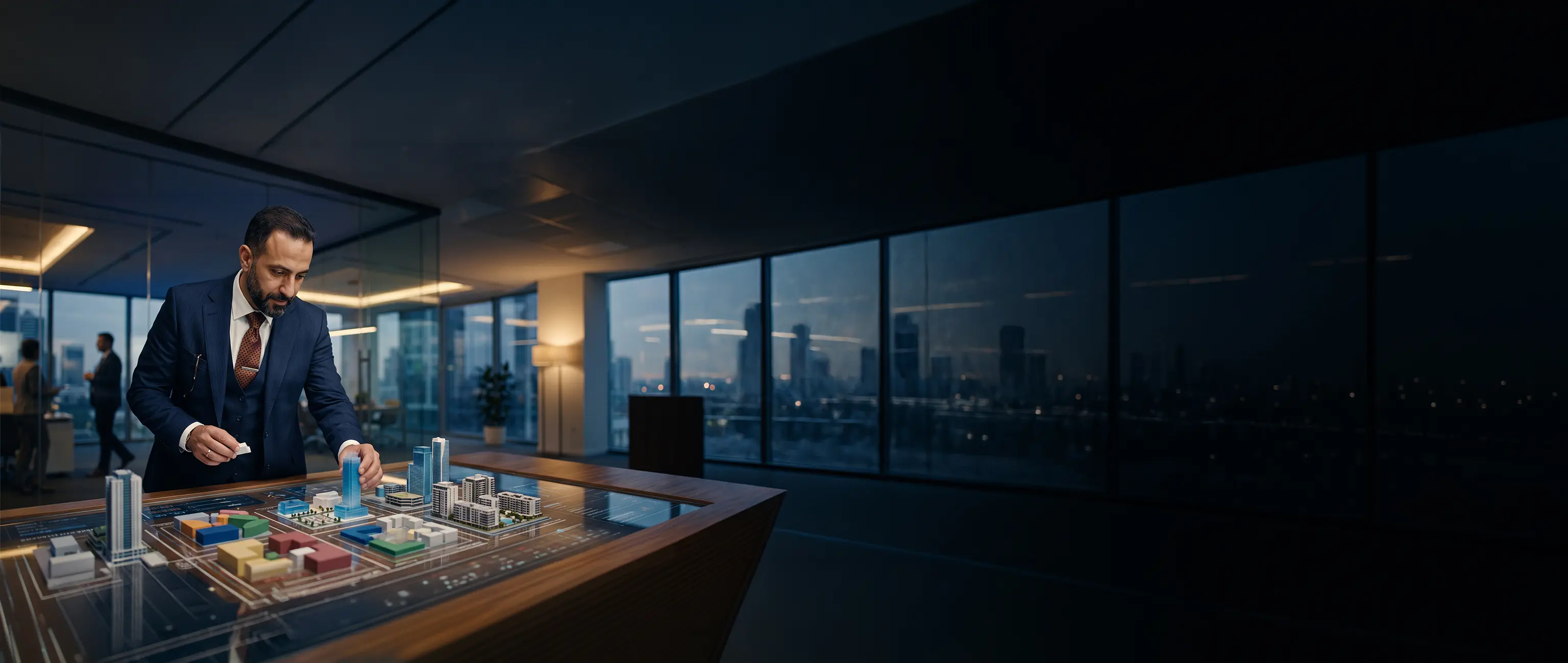 خبير مالي في الصكوك الوطنية يضع استراتيجية توزيع الأصول والاستثمارات العقارية باستخدام نموذج تفاعلي ثلاثي الأبعاد.